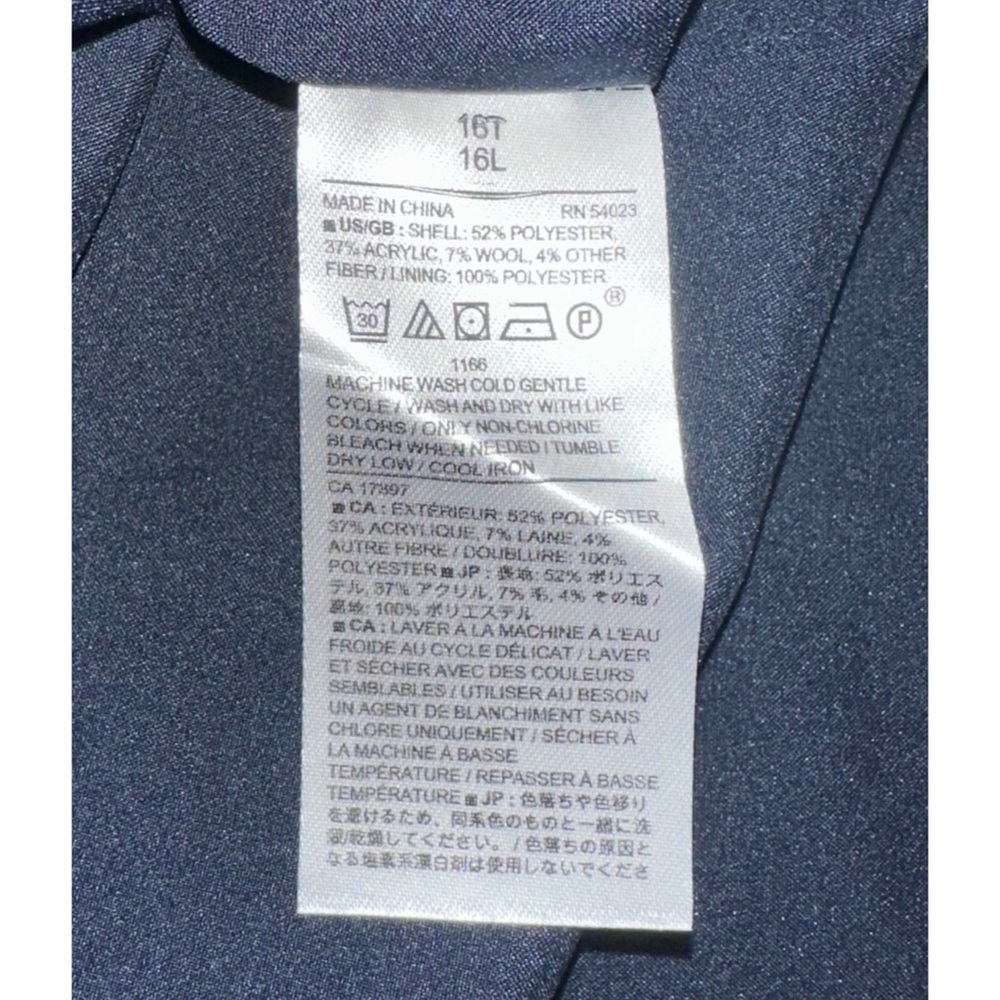 NWT Banana Republic Navy Blue Herringbone Wool Blend A-line Skirt Size 16 Tall - Picture 9 of 9